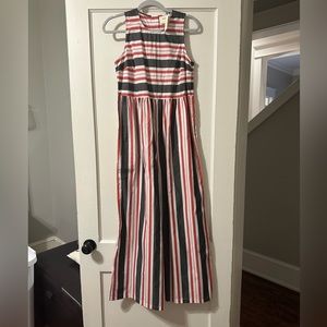 NWT Maeve red black and white striped jumpsuit